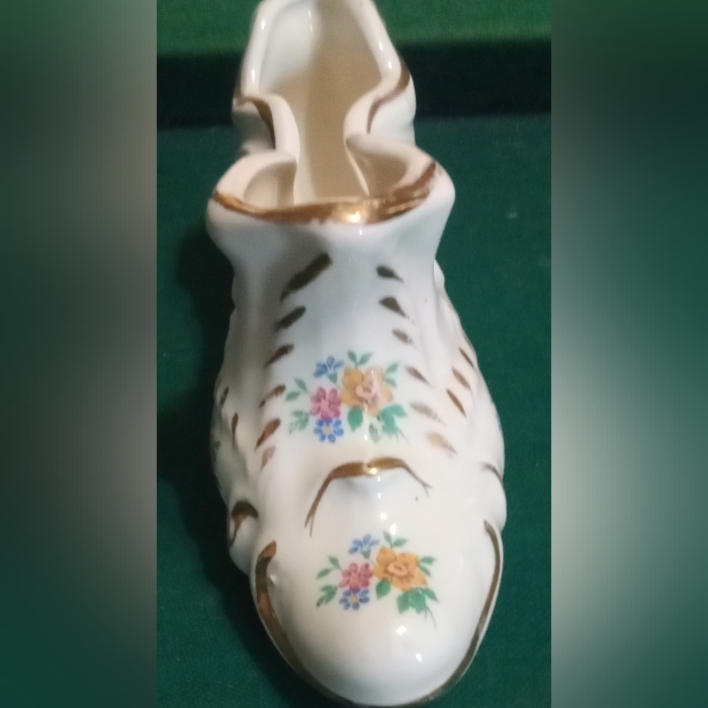 Vintage hand-painted porcelain shoe